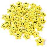 Star with Smile Face Mini Erasers Back to School Fun Smile Face Cartoon Eraser Cute Yellow Smile Erasers for Kids School Carnival Reward Student Prizes Birthday Gift Filler Supplies