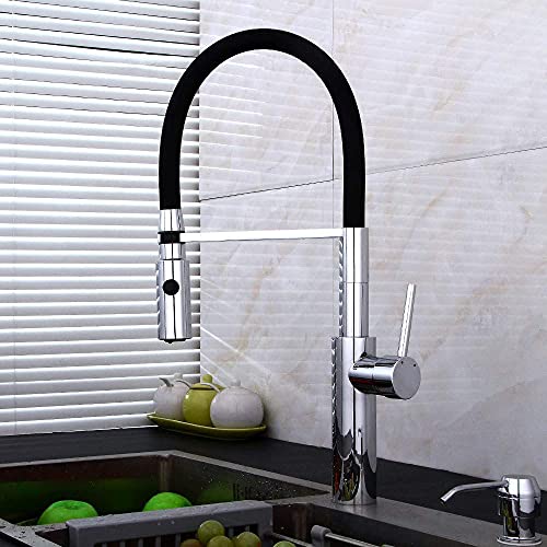 Robinet de cuisine pivotant mélangeur eau chaude avec tube ressort PU