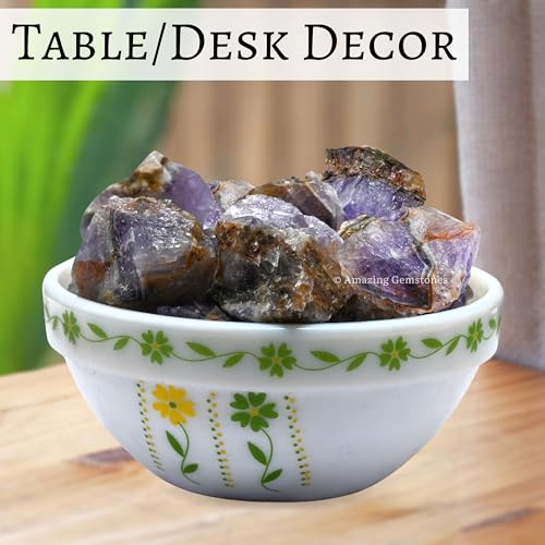 Image of Amazing Gemstone Amethyst Chevron Raw Crystals and Healing Stones, Natural Rocks for Tumbling - DIY Raw Stones and Crystals, 2 Pieces