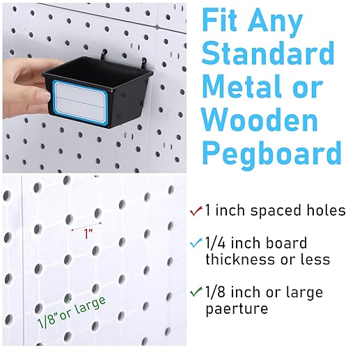 Uiifan 18 Set Pegboard Cups Kit Plastic Pegboard Bins With Hooks Pegboard Wall Containers Organizer Accessories With Label Stickers For Diy Tools Craft Office Workshop Garage Storage thumb #2