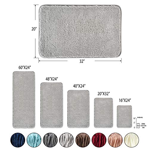 Bath Rug Cosy Homeer 32X20 Inch,Non-Slip Soft Thickness Shaggy Water Absorbent Bathroom Carpet,100% Mirco Polyester,Machine Washable Rectangular Runner Area Rug Mats For Floor Kitchen(Light Gray) #TOP4