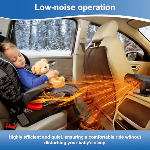Image of 24V 200W Car Heater & Cooling Fan - Safe & Portable with Cigarette Lighter Plug-In, Rapid Windscreen Defogger & Window Defroster for Winter & Humid Weather for All Cars - Black
