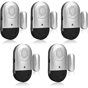 Daytech Window Alarm Door Alarm System Motorhome Door Window Alarm Sensor Garden Shed 120 dB Signal Sound Burglary Protection Door Alarm Sensor for Home – Set of 5 with Batteries