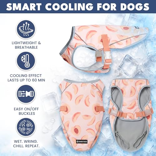 Image of Spark Paws Dog Cooling Vest - SPF 50 UV Sun Protection - Summer Heat Relief Gear for Dogs, Lightweight, Evaporative Cooling - Dog Anxiety Relief Vest During Hot Days - Peaches - Size XL