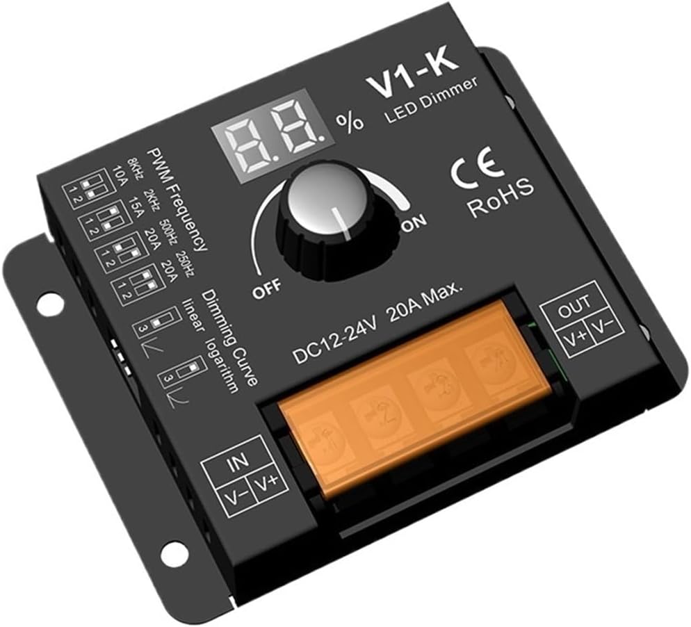 DC12-24V V1-K Constant Voltage Single Channel Intelligent Rotating stepless dimming Controller Display Monochromatic Light
