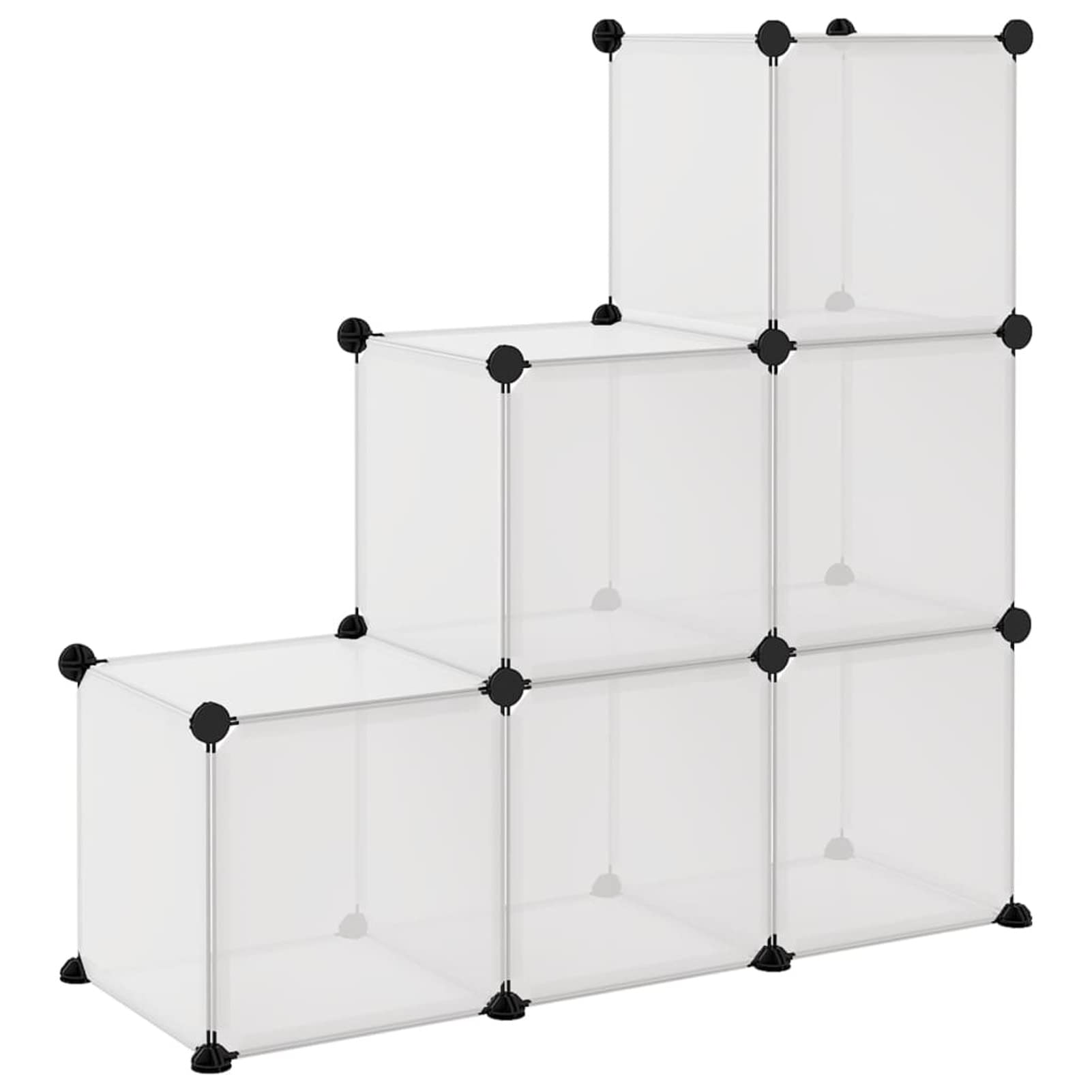 Regalsystem mit 6 Würfeln Transparent PP, Vitrine, Raumteiler Regal, Steckregal, Regalsystem, Stufenregal, Bücherregal, Schrank Regal