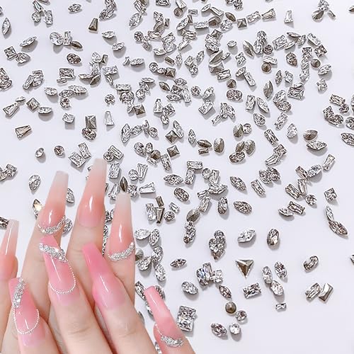 SILPECWEE Shiny Zircon Rhinestones for Nails 2-3mm Mini Nail Rhinestones Diamonds 3D Pointed Bottom Nail Crystals Nail Gems and Charms for Nails Design Nail Decorations for Craft Nail Supplies