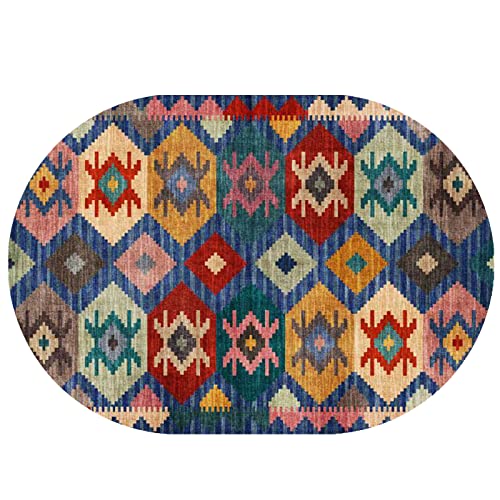 Rururug Teppich Oval Moderner Läufer Orientteppich Kurzflor Flur Schlafzimmer Küche Wohnzimmer...