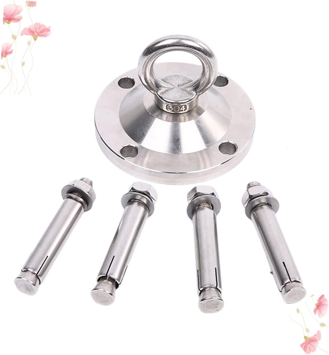 4pcs Rotating Dog Stake Heavy Duty Stainless Steel Tie Out Stake for Large Dogs Easy Ground Installation with Expansion Screws for Outdoor Camping and Home Use