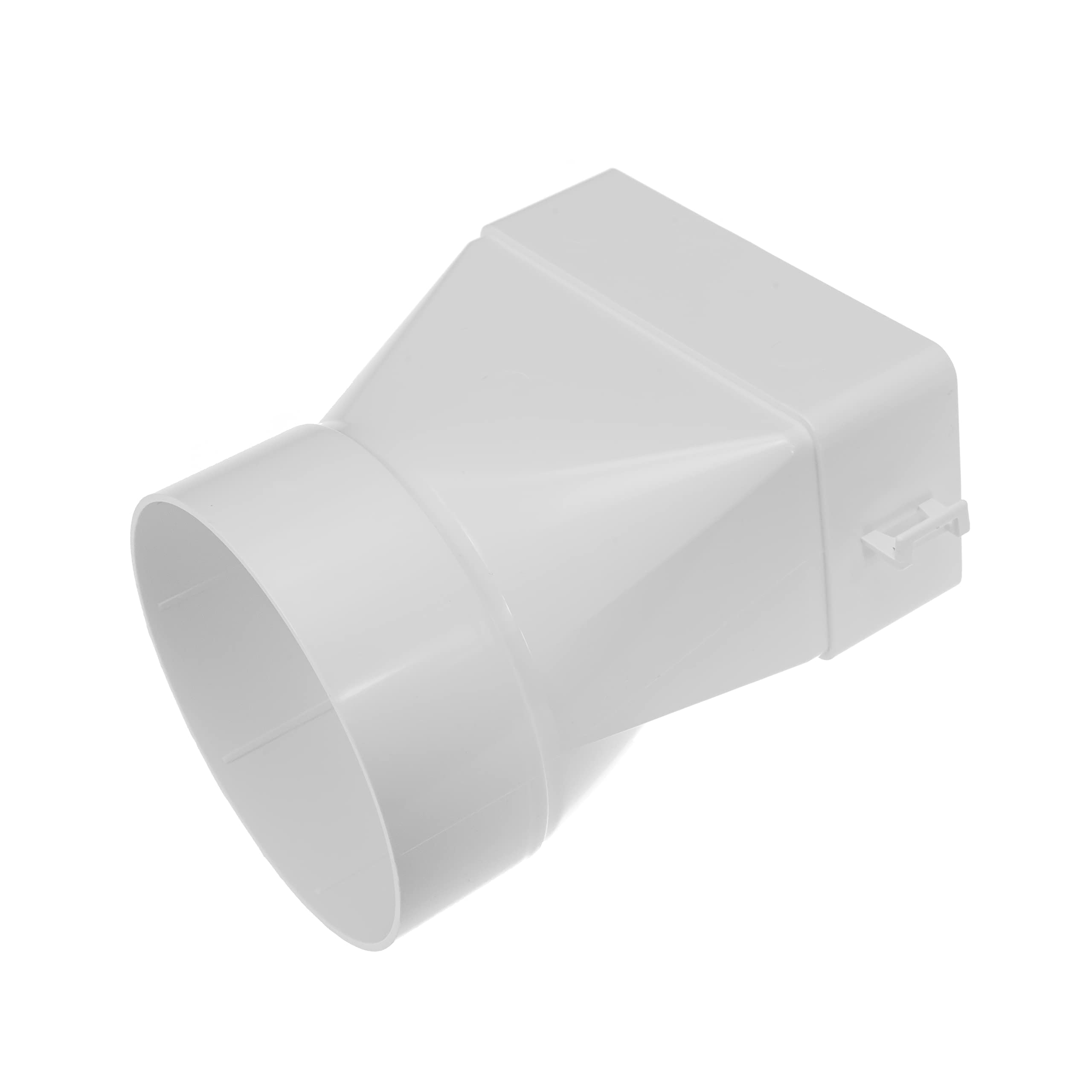 Sistemas de Ventilación conector rectangular plano de 110 x 55 mm a conducto redondo de Ø100 mm con entrada corta horizontal de tubería, acoplamiento de salida - para calefacción y refrigeración