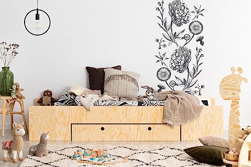 Générique Lit Combo pour Enfant avec tiroir de Rangement en Bois Naturel de pin, modèle MLC Couchage 80 x 140 cm