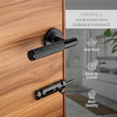 Image of LAPO Door Locking System for Home | Compatible with Left-Right Door | 45x45 Lock Body | Brass Latch | Supports 30-50mm Thickness | Keyless Mechanism | Black Finish | 3 Years Warranty | Ro-2100