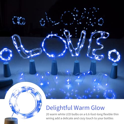 Image of Brightown 10 Pack Wine Bottle Lights with Cork, Blue