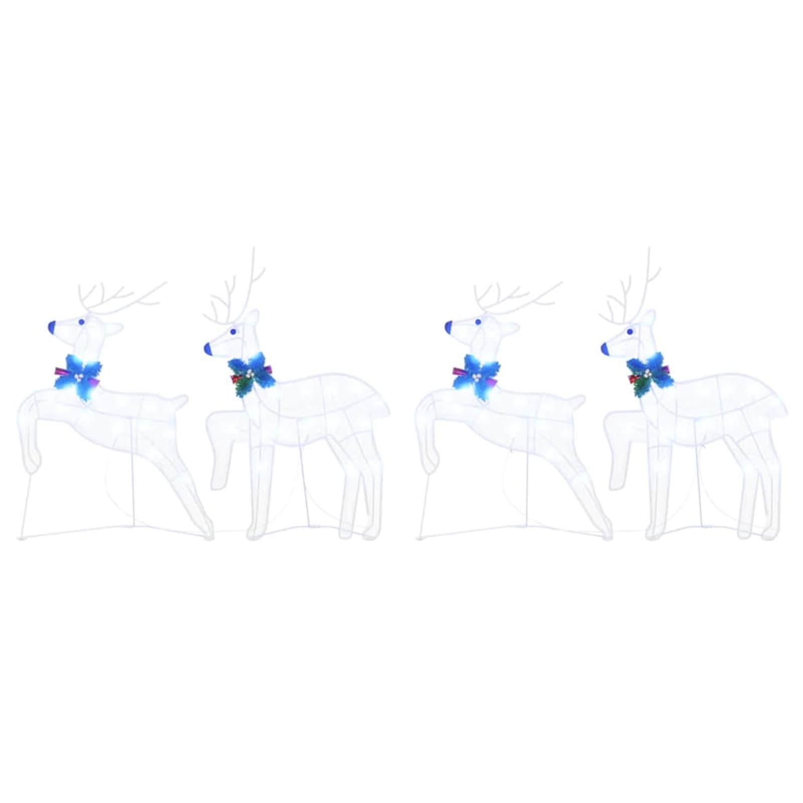 Gecheer LED Rentiere 4 pcs Weiß Stoff, Weihnachtsdekoration für Weihnachtsmarkt Festliche Eventdekoration Garten Rasen Terrasse Vorgarten Fassade3385895
