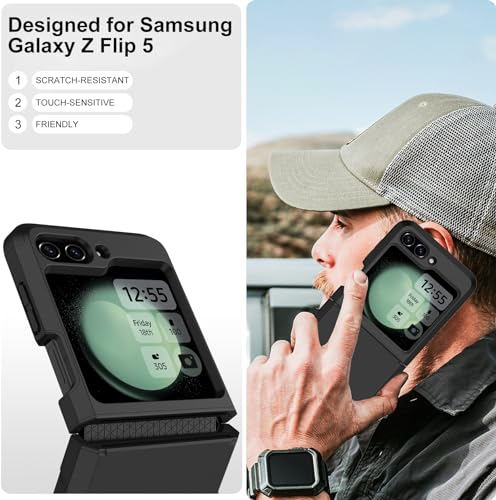 Annymall Z- FLIP 5 Samsung Galaxy Z Flip 5 Case With Hinge Protection, Heavy Duty Shockproof Drop Proof Full Body Protective Bumper Phone Cover thumb #4
