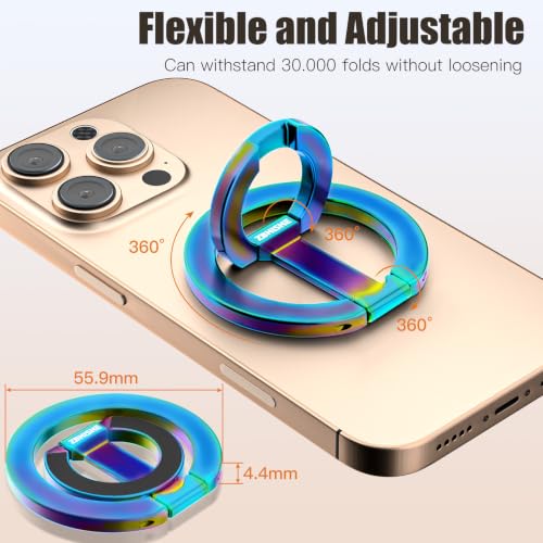 Image of Magnetic Phone Ring Grip for MagSafe Compatible with iPhone Samsung (Color) | Dual-Sided Magnetic Cell Phone Ring Stand Holder Compatible with iPhone 17 /16 /15 /14 /13 Pro Max Plus, and Magnet Car Mounts