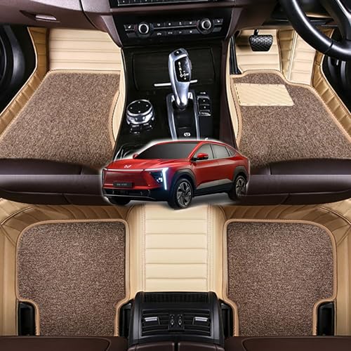 Image of Mr Mattie 10D Car Foot Mat for Mahindra XEV 9E 2025 Onwards | Premium Leather | Luxurious & Elegant Look | Waterproof and Washable | Custom Fitted Car Floor Mat - Biege