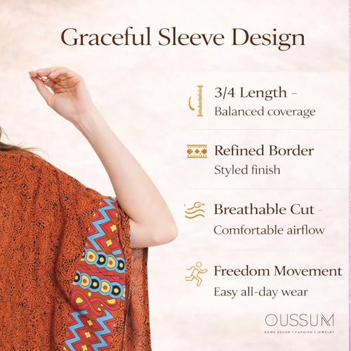 Image of Oussum Plus Size Kaftan Dresses for Women, Polyester Summer Caftan Cover Up Maxi Beach Dress, 1X-3X