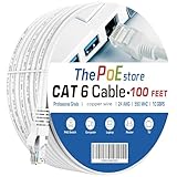 Cat 6 Ethernet Cable 100 ft, 24AWG 4-Pair Copper Wire 550MHz 10 Gbps, Indoor/Outdoor, Snagless Patch Cord White, High-Speed Cat6 LAN Cable for PC, Router, Modem, TV, PS4/5, Server