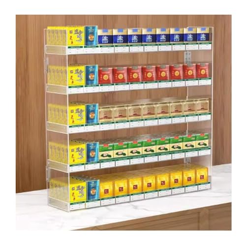 Présentoir à cigarettes transparent avec rangement mural acrylique anti-poussière