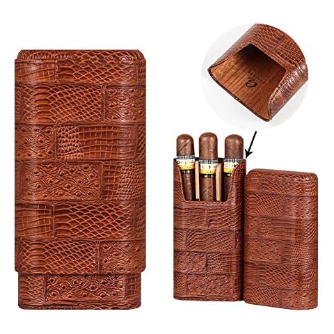 G Galiner Cigar Case Humidor Genuine Leather Travel Cigars Box Removable Cedar dividers for Max 60 Ring Cigars Gift Box(Brown) Cover