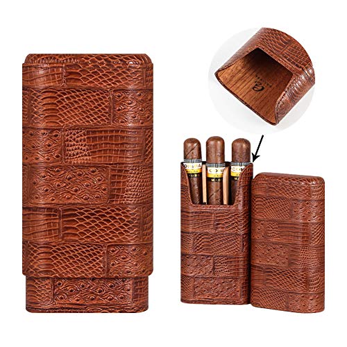 Galiner Cigar Case Humidor Genuine Leather Travel Cigars Box Removable Cedar Dividers For Max 60 Ring Cigars Gift Box(Brown) #TOP20
