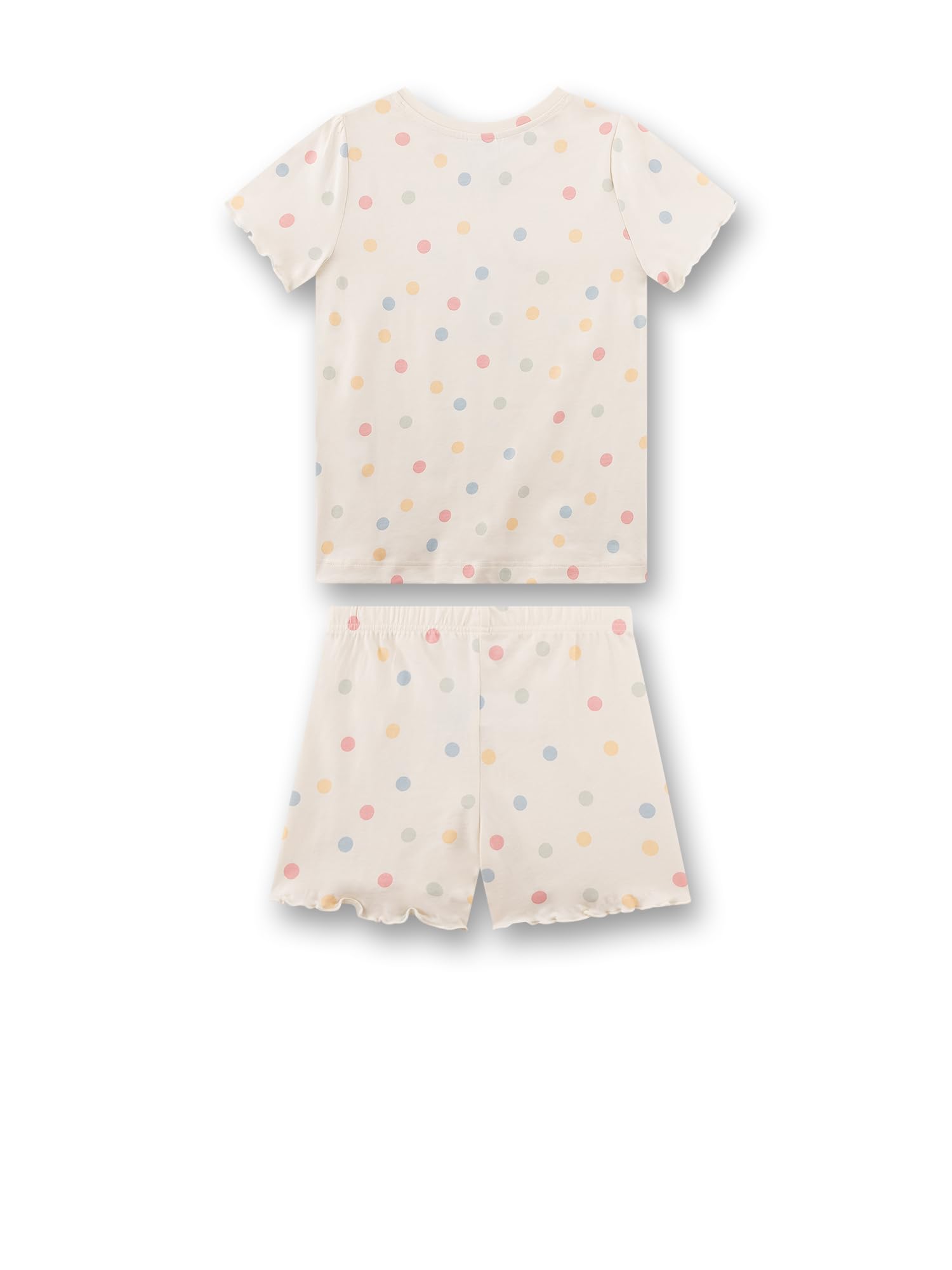 Sanetta Mädchen-Schlafanzug kurz beige Dots | Hochwertiger und bequemer Schlafanzug aus 100% Bio-Baumwolle.