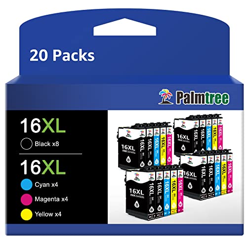 Palmtree 16XL Cartuchos de Tinta Compatible para Epson16XL 16 XL para Epson Workforce WF-2630 WF-2510 WF-2750 WF-2760 WF-2660 WF-2010 WF-2540 WF-2650 WF-2520 WF-2530 (20 Paquetes)