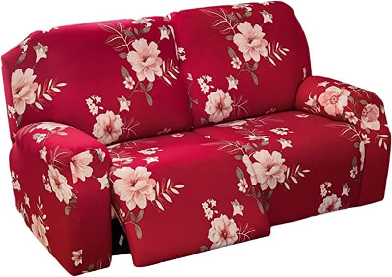 Housse Fauteuil Relax Extensible 4 Pièces – Canapé Inclinable 2 Places Antidérapant Avec Poches Latérales – Protection Meubles Lavable (Coloris #11)