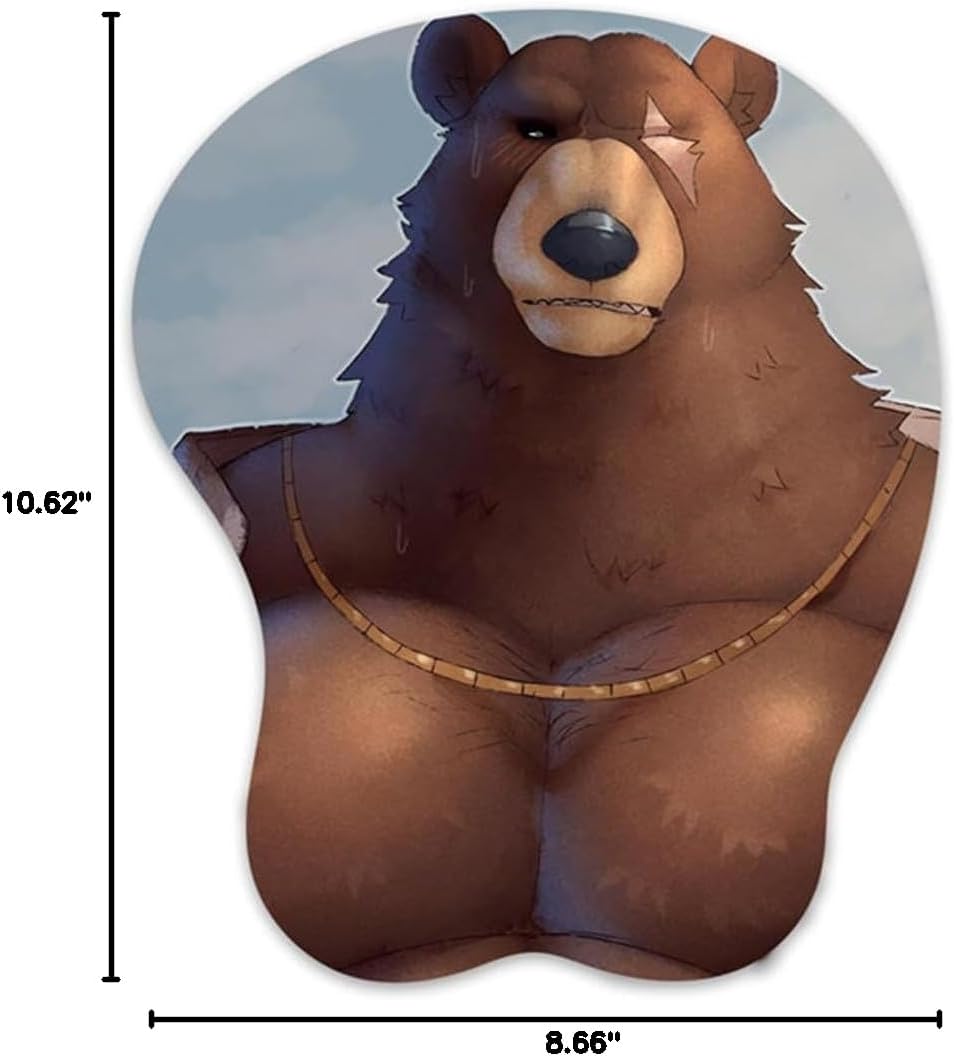 3D Mousepad Oppai Mouse pad Furry Anthro Anime Manga Breast Gaming Wrist Rest Boob pad Anti-Slip Mouse Mat (Ben)
