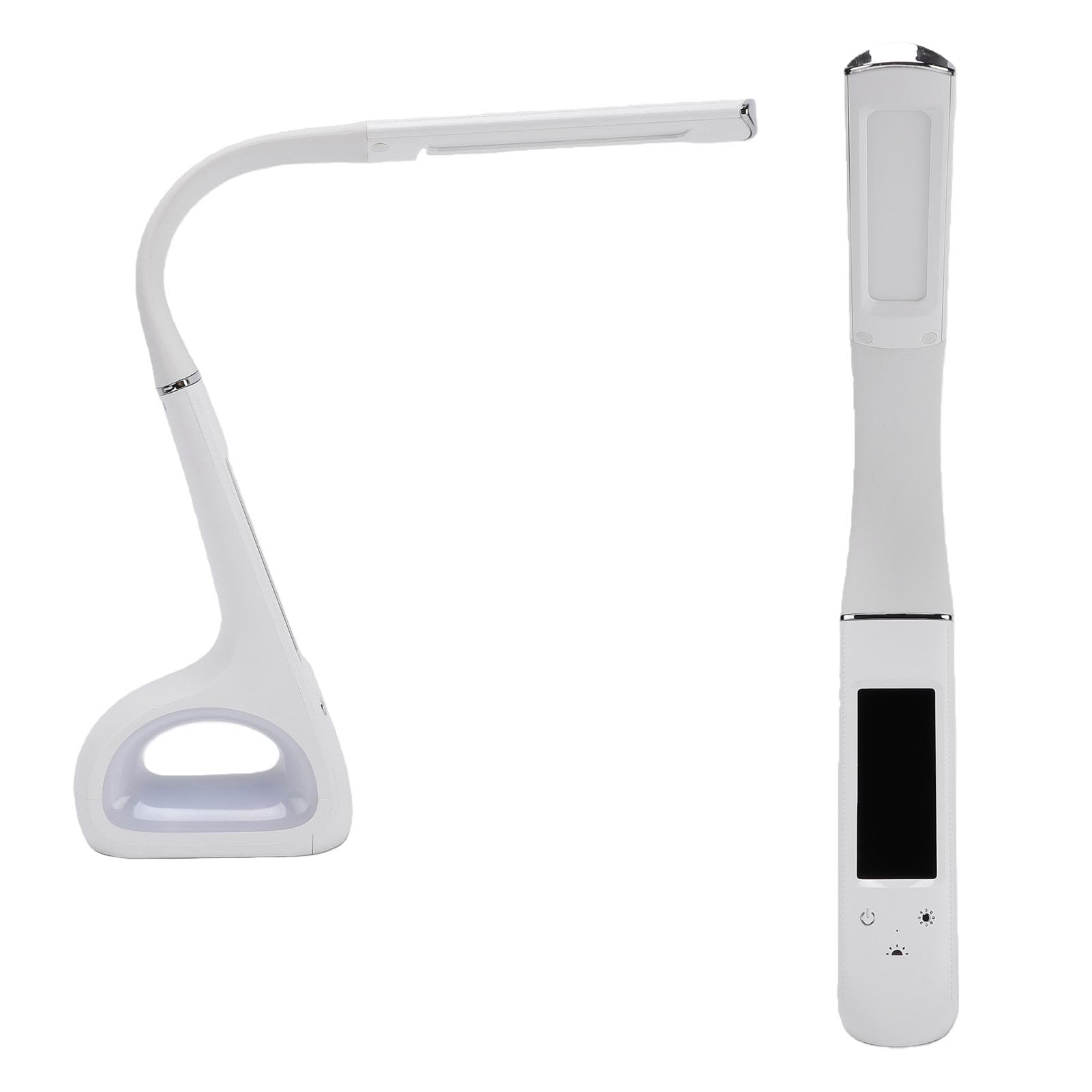 Asixxsix Lampada da Scrivania a LED, 3 modalità di Temperatura Colore Lampada da Lettura Regolabile Dimmerabile per la Cura degli Occhi con Schermo LCD VA Display Ora e Data (WHITE)