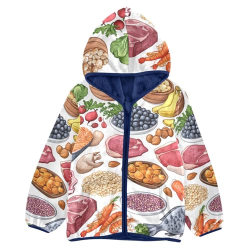 Fruits Vegetables and Berries Girls Fleece Jacket Girls Fall Jacket Girls Zip Up Hoodie Girls Sherpa Jacket 2-10T