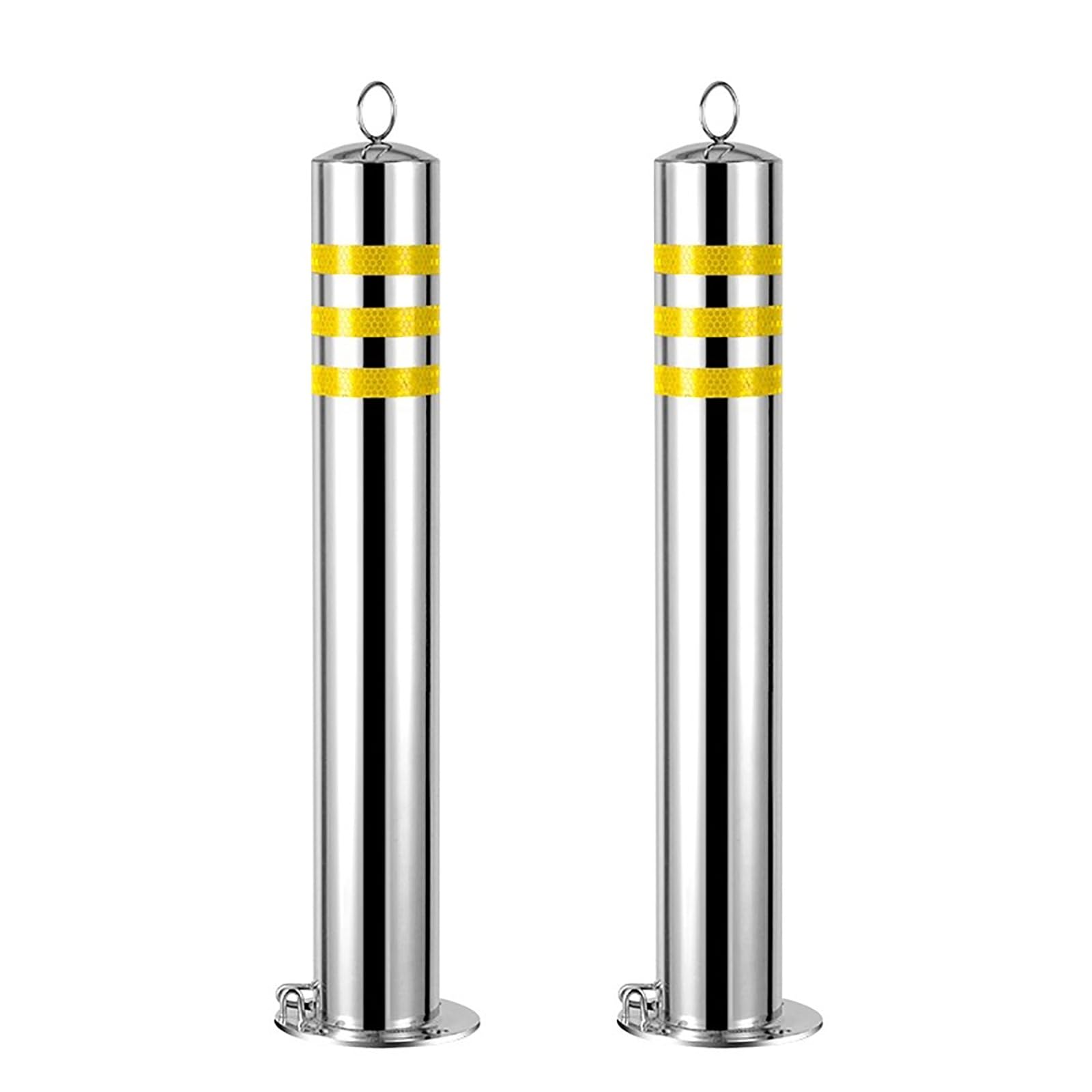 HCZKIUJY Stainless Steel Safety Bollard Post with Removable Base and Reflective Tape, Ideal for Parking Barriers in Commercial and Private Areas (2pcs)