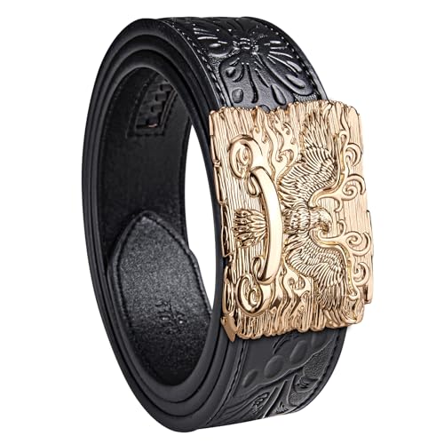 Image of Dubulle Designer Men's Belts, Ratchet Leather Sliding Buckle Dress Belt