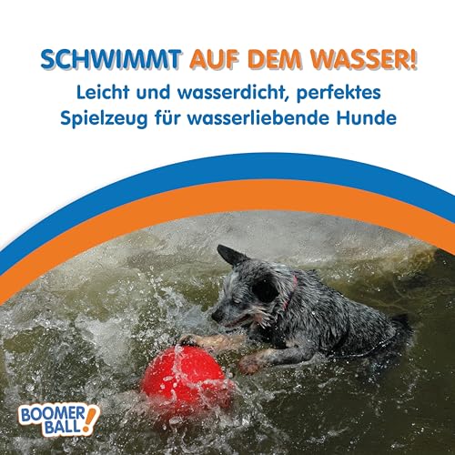 BOOMER BALL - Fast unzerstörbarer Hundeball, schwimmt auf dem Wasser, Ideal für bewegungsfreudige und energiegeladene Hunde, robustes & langlebiges Hundespielzeug (Größe 15cm, Gemischte Farben)