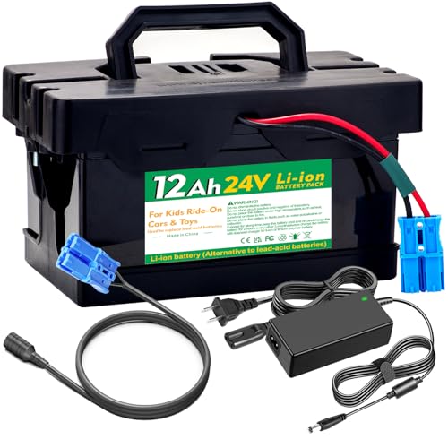 UNIKARO 24V 12Ah Battery with Charger for Dynacraft 24V Trail Rider 24 Volt Child Ride On Car (Li-ion battery)