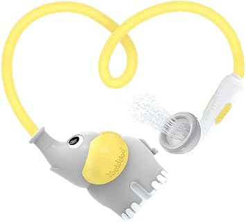 Yookidoo Baby Bath Shower Head - Elephant Water Pump with Trunk Spout Rinser - Control Water Flow from 2 Elephant Trunk Knobs for Maximum Fun in Tub or Sink for Newborn Babies - Yellow