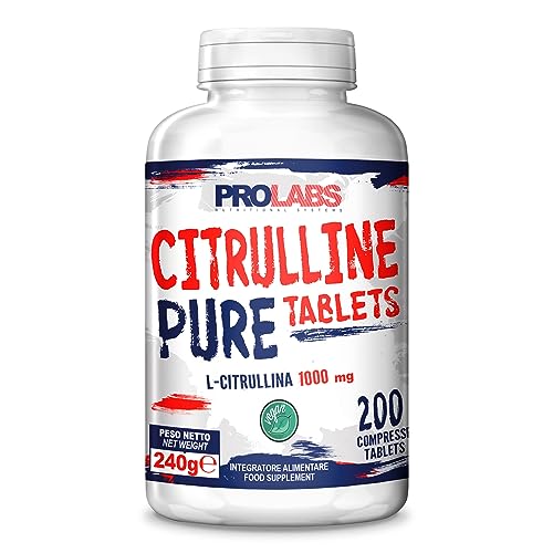 Prolabs CITRULLINE PURE TABLETS - 200 compresse da 1000 mg di purissima citrullina - Supporto alla naturale produzione di ossido nitrico - Vegan