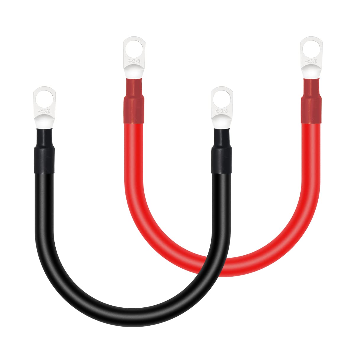 ELFCULB 4 Gauge Battery Cable 1FT Tinned Copper Welding Cable with 3/8