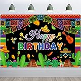 Mexican Happy Birthday Photography Backdrop Fiesta Theme Party Banner Mexican Birthday Party Decorations Supplies Banner Colorful Photography Mexico Cinco De Mayo Carnival Photo Booth Background