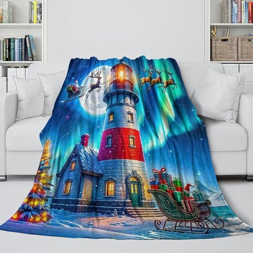 Couverture phare impression 3D plaid microfibre doux couvre-lit chaud 150x200cm
