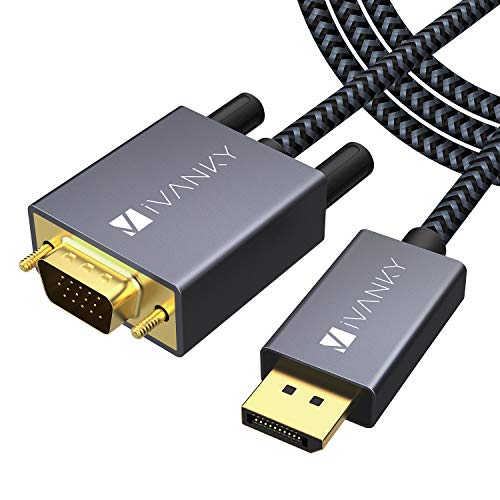 DisplayPort to VGA Cable 10ft, iVANKY Uni-Directional DP to VGA Cable, Nylon-Braided Male to Male Cable