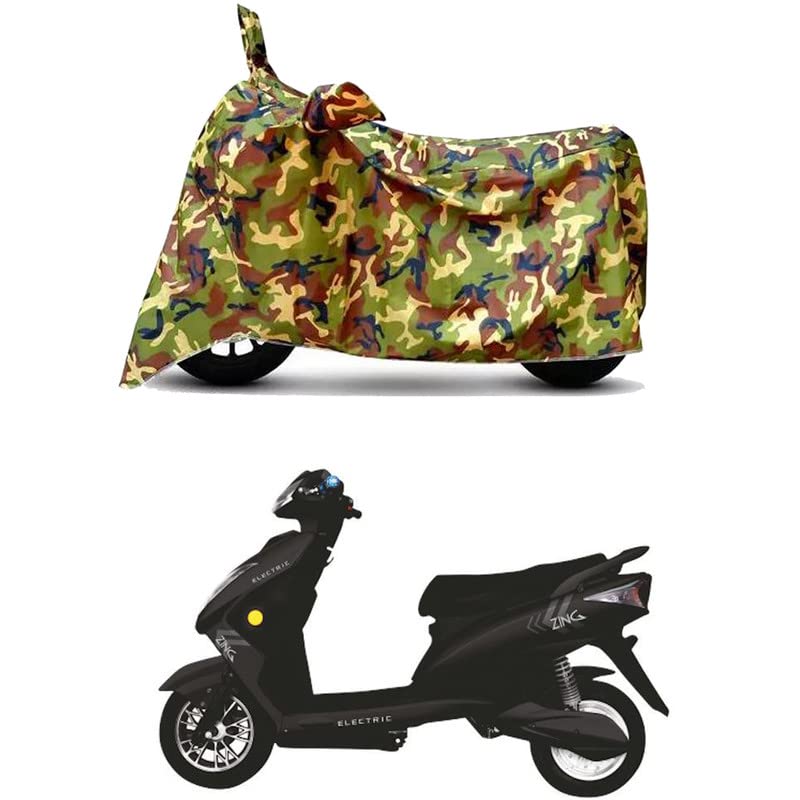 Image of Waterproof 100% PVC Coated Bike Scooty Two Wheeler Body Cover Compatible for Kinetic Green Zing Big B /UV-Rays /Heat Protection /Birds Dropping /Scratchproof /Dust Proof /All [6X6 Jungle Print]
