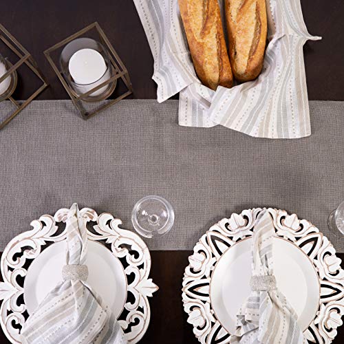 Image of COTTON CRAFT Glitz Handmade Beaded Dining Table Napkin Rings - Set of 12 - Halloween Harvest Autumn Fall Thanksgiving Holiday Christmas Xmas Celebration Festive Party Gift Decor - Silver