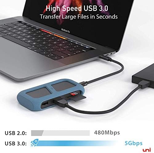 USB C Hub 8 in 1, uni USB-C Hub with A Removable Connector and Silicon Case, Support 4K HDMI, 1000Mbps, PD 100W, Compatible with MacBook Pro 2021, iPad Pro 2021, Surface Pro 7, Galaxy S21 etc.