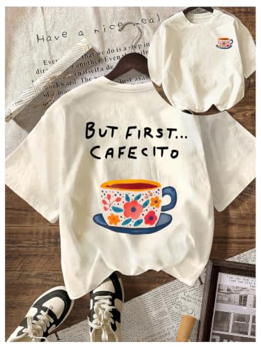 Image of RoseSeek Women's Graphic Letter Tee Crew Neck Drop Shoulder Trendy Summer T Shirt Short Sleeve Vintage Car Print Top