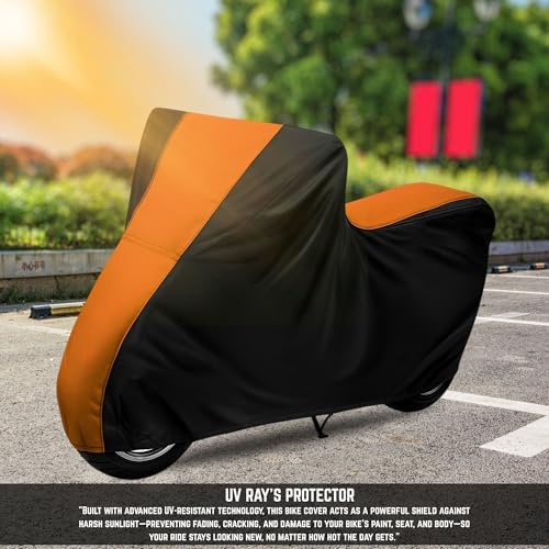 Image of All Weather Protection Two Wheeler Cover for Ather Energy 450 Apex, Scooter & Scooty | Anti Dust, 100% Water Resistance, Heat Resistant, UV Proof - Triple Stitched | (Black Top Orange)