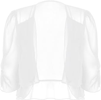 Jhaoyu Womens 3/4 Sleeve Shrug Sweater Open Front Chiffon Bolero Cardigan Jacket Top Cover Up for Dress