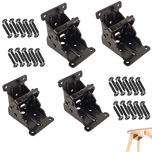 4 Pièces Charnière de Table Pliante, Pieds Pliants Autobloquants, Support Pliable Charnières, Support Pliable Raccords de Jambe, pour Pied Table Rabattable Établi Pliant Meubles, avec 40 Vis Cover