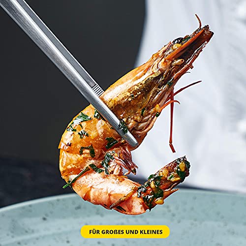 SCHMIEDWERK Grillzange Edelstahl 45cm - Grillen | Kochen | Backen - Kochpinzette lang mit Hängeöse als Küchenhelfer